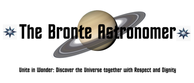 The Bronte Astronomer official original banner: Saturn, star emblems, group name, and motto